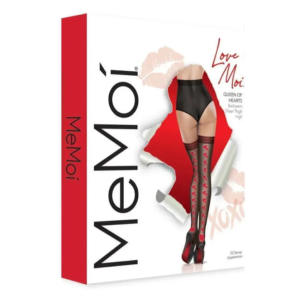 🦋B2G1🦋MeMOÍ LoveMoi Queen Of Hearts Backseam Sheer Thigh Highs | Lov154 |
